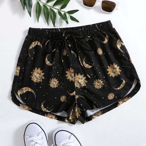 Short à imprimé lune avec nœud - SHEIN - Modalova