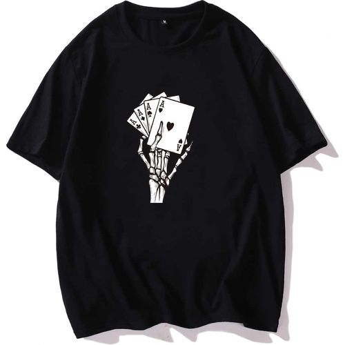 T-shirt avec imprimé poker et squelette de main - SHEIN - Modalova