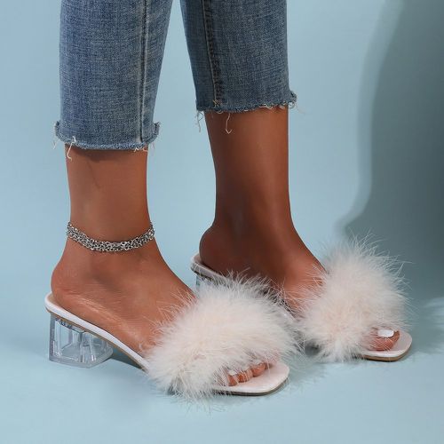 Mules à talons épais avec fourrure synthétique - SHEIN - Modalova