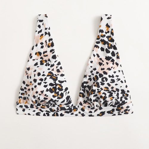 Haut de bikini à motif léopard avec col en V - SHEIN - Modalova
