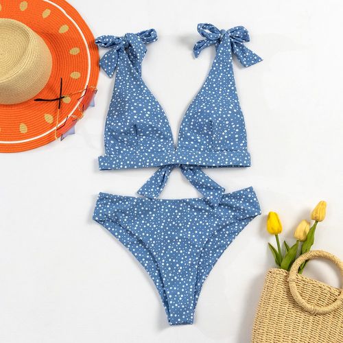 Bikini à pois avec nœud - SHEIN - Modalova