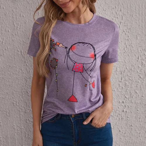 T-shirt avec motif figure cartoon - SHEIN - Modalova