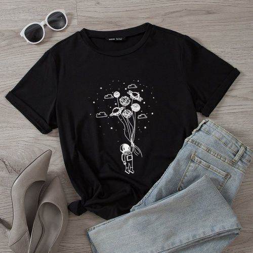 T-shirt à imprimé astronaute et galaxie - SHEIN - Modalova
