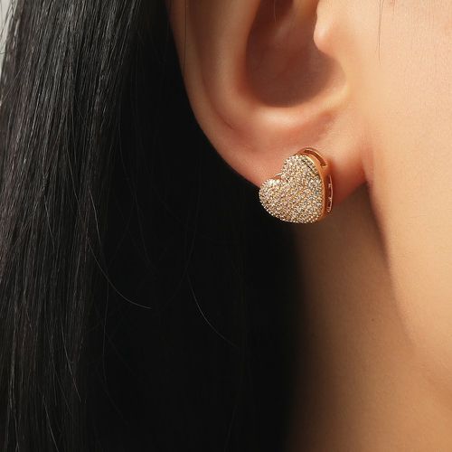 Boucles d'oreilles design cœur avec détail zircone cubique - SHEIN - Modalova