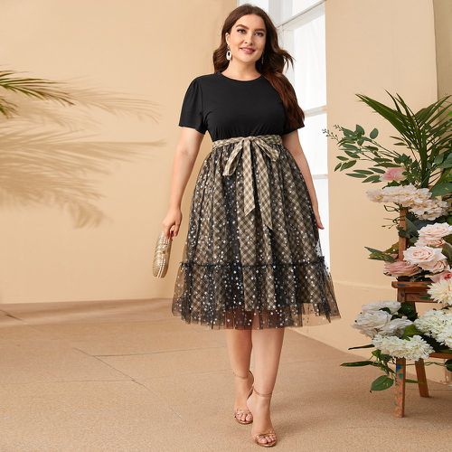 Robe ceinturée en tulle à carreaux avec motif étoile - SHEIN - Modalova