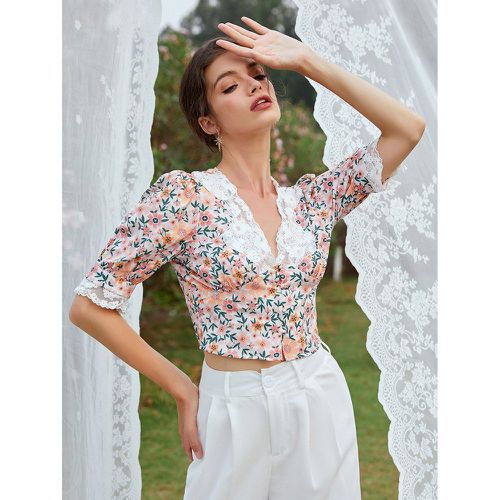 Blouse fleurie avec dentelle - SHEIN - Modalova