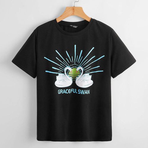 T-shirt à imprimé cygne avec col rond - SHEIN - Modalova