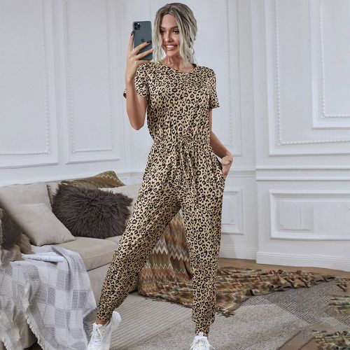 Combinaison t-shirt léopard avec nœud - SHEIN - Modalova