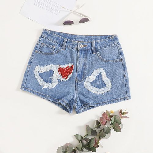 Short en jean cœur patch - SHEIN - Modalova