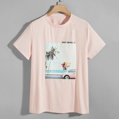 T-shirt à imprimé tropical et mer - SHEIN - Modalova