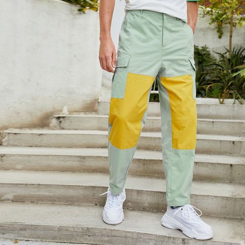 Pantalon zippé à blocs de couleurs - SHEIN - Modalova