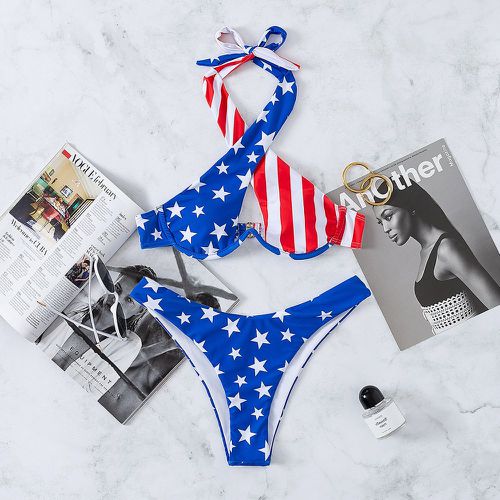 Bikini à armatures à imprimé drapeau américain croisé - SHEIN - Modalova