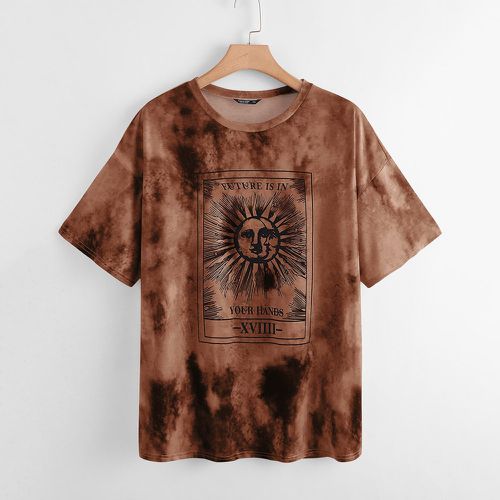 T-shirt tie dye avec imprimé lune - SHEIN - Modalova