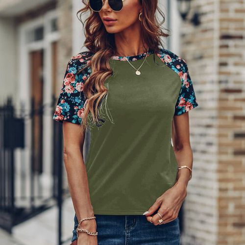 T-shirt fleuri avec manches raglan - SHEIN - Modalova