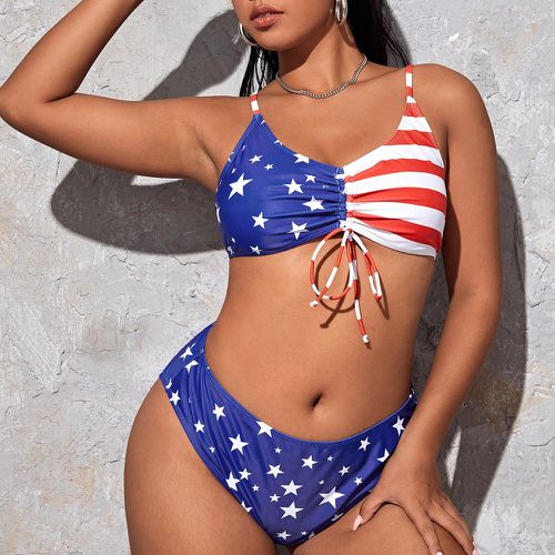 Bikini à imprimé drapeau américain à cordon - SHEIN - Modalova