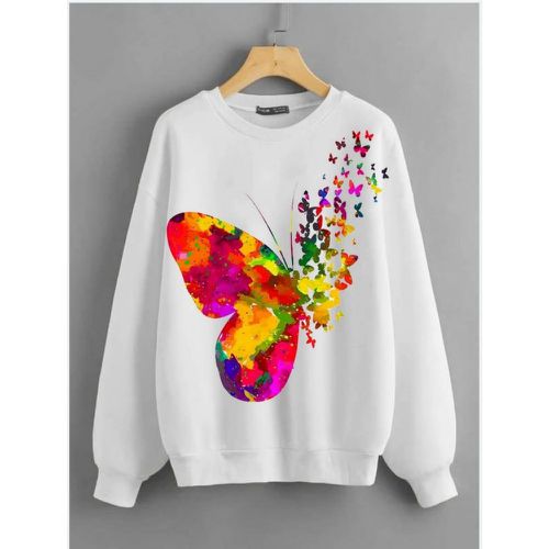 Sweat-shirt à imprimé papillon - SHEIN - Modalova