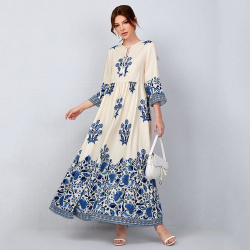 Robe à franges à nœud à imprimé floral - SHEIN - Modalova