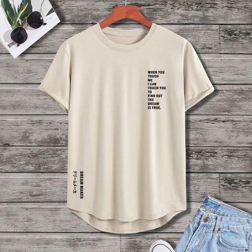 T-shirt asymétrique avec motif slogan - SHEIN - Modalova