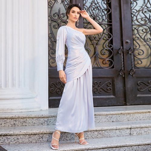 Robe asymétrique ourlet en satin avec dentelle - SHEIN - Modalova