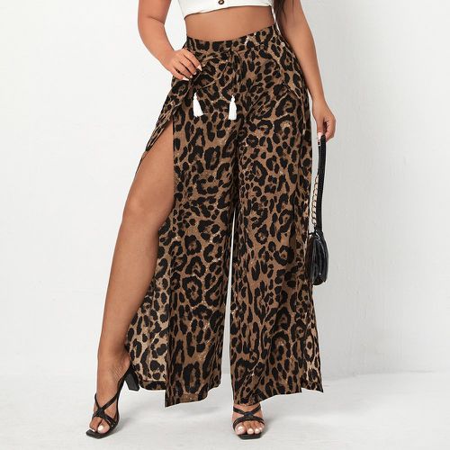 Pantalon ample léopard fendu - SHEIN - Modalova