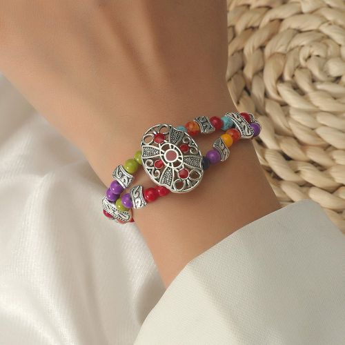 Bracelet texturé métallique perlé - SHEIN - Modalova