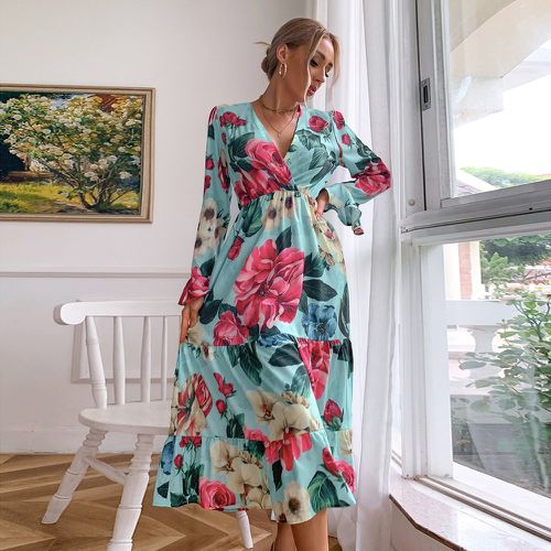 Robe trapèze fleuri à manches évasées - SHEIN - Modalova