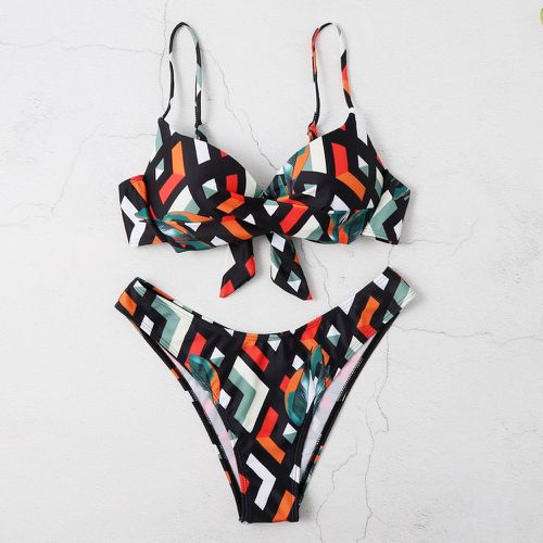 Bikini avec imprimé feuille géométrique - SHEIN - Modalova