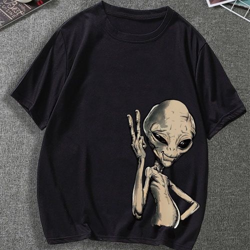 T-shirt à imprimé alien manches courtes - SHEIN - Modalova