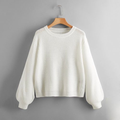 Pull unicolore manches bouffantes - SHEIN - Modalova