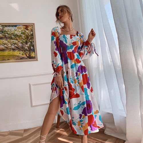 Robe froncée à imprimé floral - SHEIN - Modalova