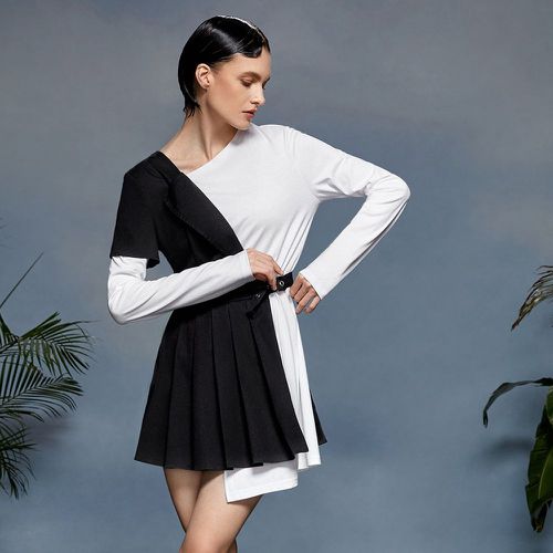 Robe 2 en 1 bicolore asymétrique à plis - SHEIN - Modalova