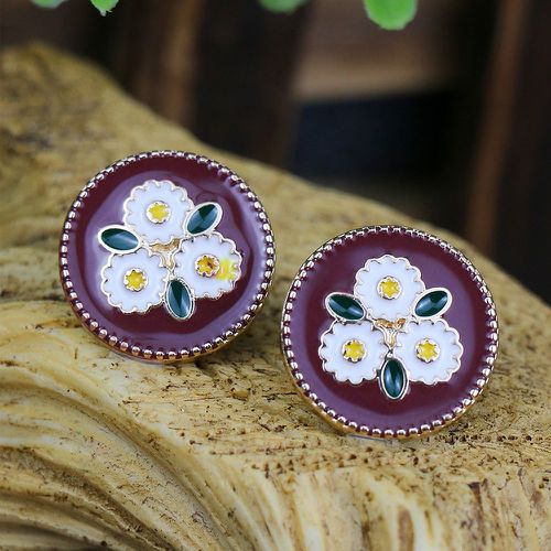 Boucles d'oreilles rondes avec motif fleur - SHEIN - Modalova