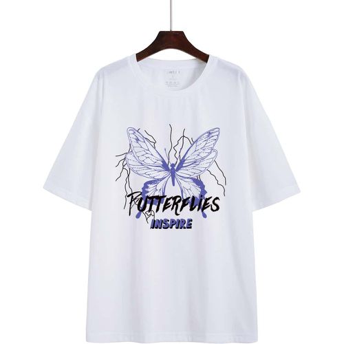 Papillon et lettre oversize T-shirt - SHEIN - Modalova