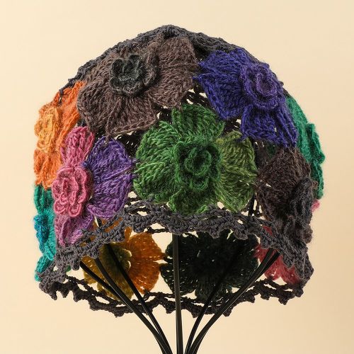 Bonnet en tricot fleuri - SHEIN - Modalova