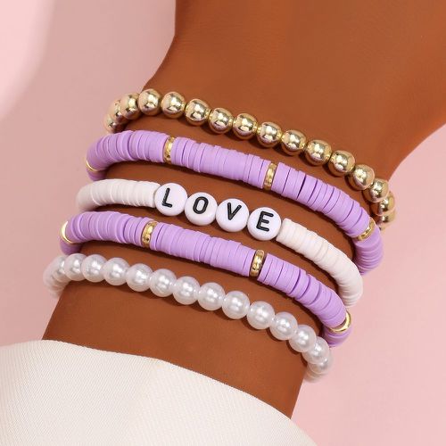 Pièces Bracelet avec perles et lettres - SHEIN - Modalova