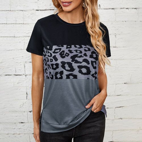 T-shirt à blocs de couleurs à imprimé guépard - SHEIN - Modalova