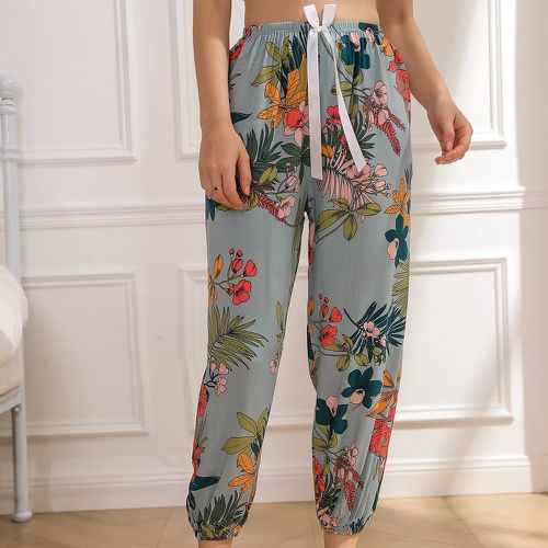 Pantalon à domicile à imprimé floral à nœud - SHEIN - Modalova
