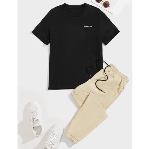T-shirt à broderie & Pantalon de survêtement à cordon - SHEIN - Modalova