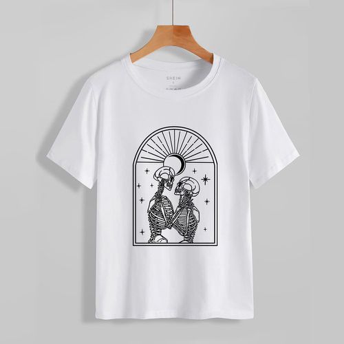 T-shirt à motif squelette et graphique - SHEIN - Modalova