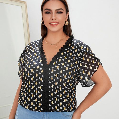 Blouse à pois avec dentelle - SHEIN - Modalova