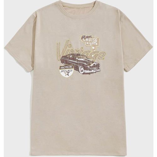 T-shirt à motif lettre et voiture - SHEIN - Modalova