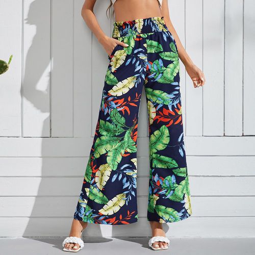 Pantalon ample à imprimé tropical à poche - SHEIN - Modalova