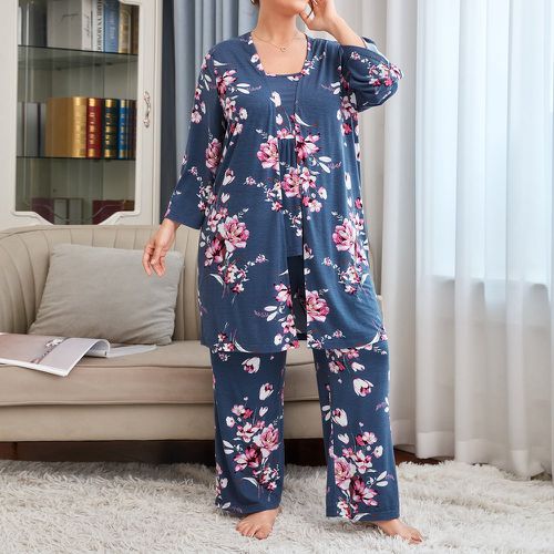 Ensemble de pyjama peignoir à imprimé floral - SHEIN - Modalova