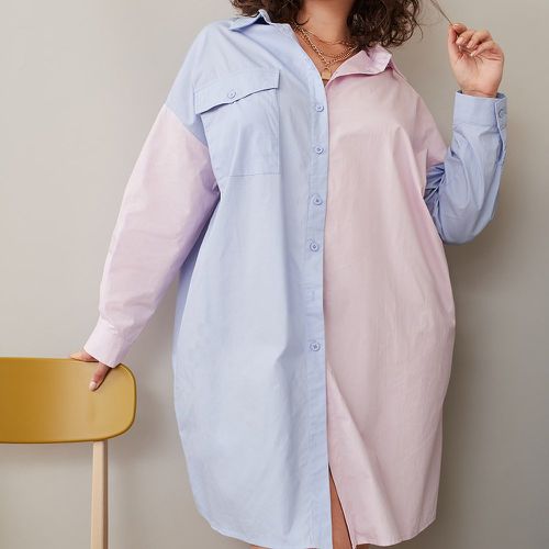 Robe chemise à blocs de couleurs à poche - SHEIN - Modalova