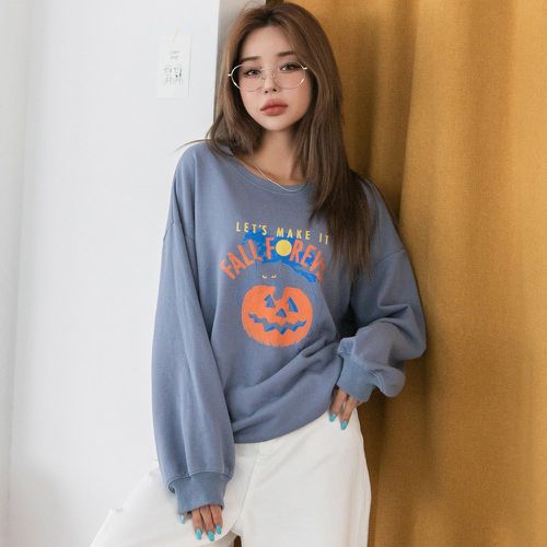 Sweat-shirt à imprimé citrouille et slogan halloween - SHEIN - Modalova