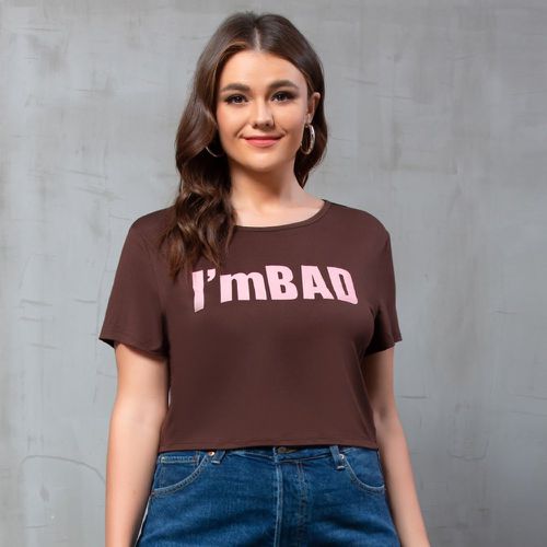 T-shirt court à motif de lettre - SHEIN - Modalova