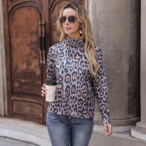 T-shirt à col roulé léopard - SHEIN - Modalova