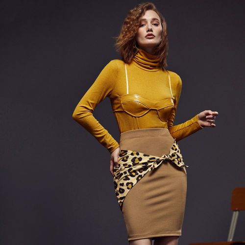 Jupe taille haute léopard avec nœud - SHEIN - Modalova