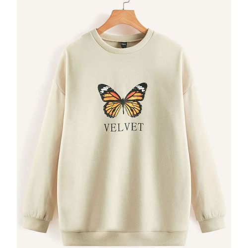 Sweat-shirt à motif de papillon et de slogan à doublure thermique - SHEIN - Modalova