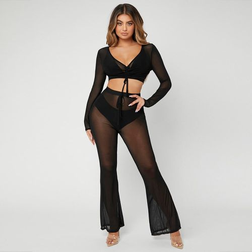 Top court transparent avec nœud & Pantalon bootcut (sans lingerie) - SHEIN - Modalova